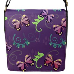 Background-butterfly Purple Flap Closure Messenger Bag (s) by nate14shop