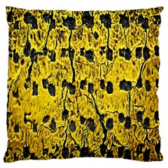 Yellow-abstrac Large Flano Cushion Case (two Sides) by nate14shop