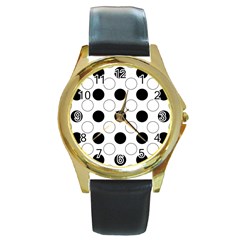 Abstract-polkadot 03 Round Gold Metal Watch by nate14shop