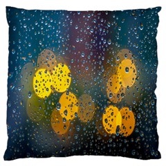  Raindrops Window Glass Large Flano Cushion Case (two Sides) by artworkshop