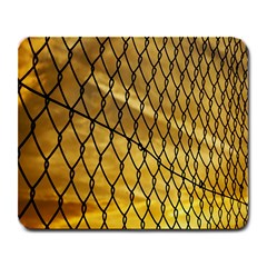Chain Link Fence Sunset Wire Steel Fence Large Mousepads by artworkshop