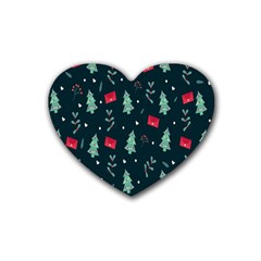 Christmas Pattern Design  Rubber Heart Coaster (4 Pack) by artworkshop