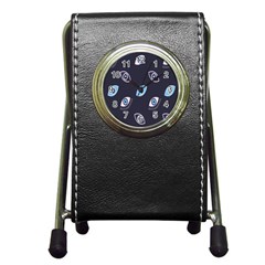 Eyes Evil Eye Blue Pattern Design Pen Holder Desk Clock by artworkshop