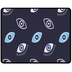 Eyes Evil Eye Blue Pattern Design Fleece Blanket (medium)  by artworkshop