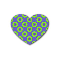 Polka-dots-green-blue Rubber Coaster (heart) by nate14shop