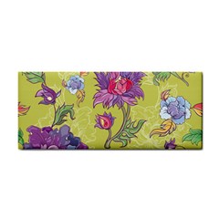 Blue Purple Floral Pattern Hand Towel by designsbymallika