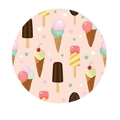 Cute-pink-ice-cream-and-candy-seamless-pattern-vector Mini Round Pill Box by nate14shop