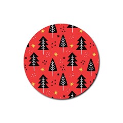 Christmas Tree,snow Star Rubber Round Coaster (4 Pack) by nate14shop