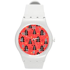 Christmas Tree,snow Star Round Plastic Sport Watch (m) by nate14shop