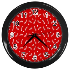 Christmas Pattern,love Red Wall Clock (black) by nate14shop