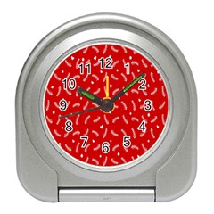 Christmas Pattern,love Red Travel Alarm Clock by nate14shop