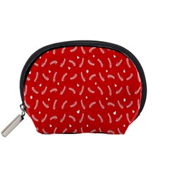 Christmas Pattern,love Red Accessory Pouch (small) by nate14shop