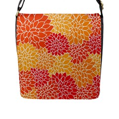 Background Colorful Floral Flap Closure Messenger Bag (l) by artworkshop