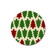  Christmas Trees Holiday Rubber Coaster (round) by artworkshop