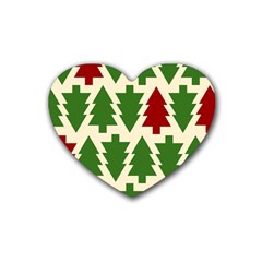  Christmas Trees Holiday Rubber Heart Coaster (4 Pack) by artworkshop