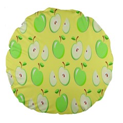 Apple Pattern Green Yellow Large 18  Premium Flano Round Cushions by artworkshop