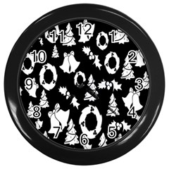  Card Christmas Decembera Wall Clock (black) by artworkshop
