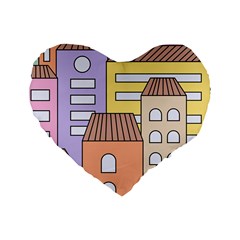 Houses City Architecture Building Standard 16  Premium Flano Heart Shape Cushions by Sapixe