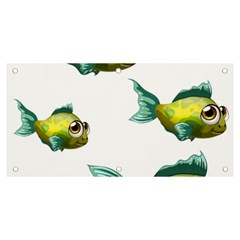 Fish Vector Green Banner And Sign 6  X 3 