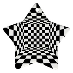 Black And White Chess Checkered Spatial 3d Ornament (star) by Sapixe