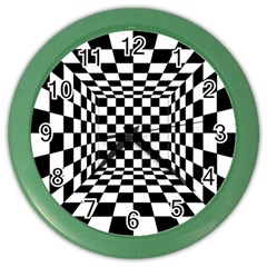 Black And White Chess Checkered Spatial 3d Color Wall Clock by Sapixe