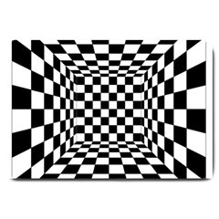 Black And White Chess Checkered Spatial 3d Large Doormat  by Sapixe