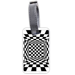Black And White Chess Checkered Spatial 3d Luggage Tag (one Side) by Sapixe