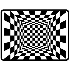 Black And White Chess Checkered Spatial 3d Double Sided Fleece Blanket (large)  by Sapixe