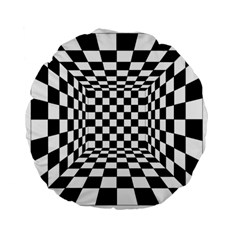 Black And White Chess Checkered Spatial 3d Standard 15  Premium Flano Round Cushions by Sapixe