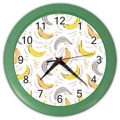 Seamless Stylish Pattern-with-fresh-yellow-bananas-background Color Wall Clock by Wegoenart