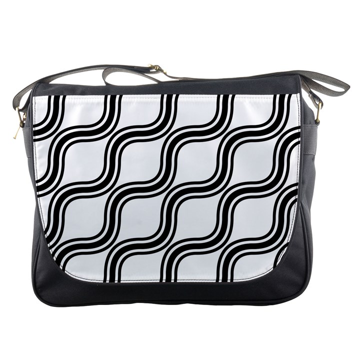 Diagonal-black White Messenger Bag