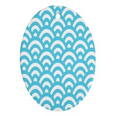  Waves Ocean Blue Texture Ornament (oval) by artworkshop