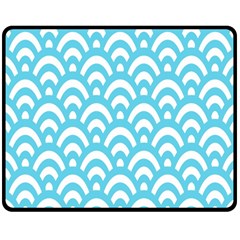  Waves Ocean Blue Texture Double Sided Fleece Blanket (medium)  by artworkshop
