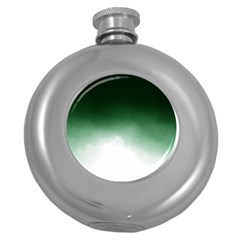 Watercolor-green White Round Hip Flask (5 Oz) by nateshop