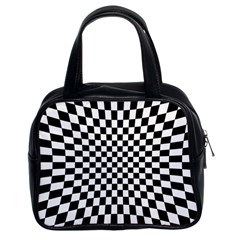 Illusion Checkerboard Black And White Pattern Classic Handbag (two Sides)