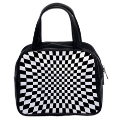 Illusion Checkerboard Black And White Pattern Classic Handbag (two Sides) by Zezheshop