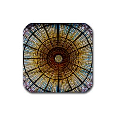 Barcelona Stained Glass Window Rubber Coaster (square) by Amaryn4rt