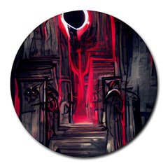 Stranger Things Fantasy Dark  Red Round Mousepads by Amaryn4rt