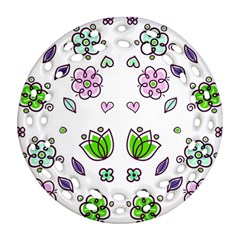 Floral Art Design Pattern Drawing Round Filigree Ornament (two Sides) by Amaryn4rt