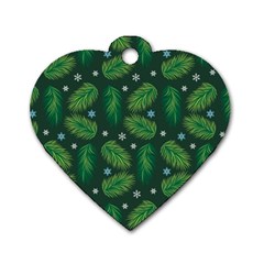 Leaves Snowflake Pattern Holiday Dog Tag Heart (one Side) by Amaryn4rt