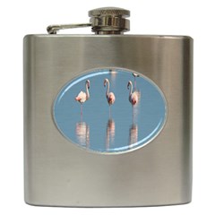 Flamingo Birds Plumage Sea Water Hip Flask (6 Oz) by artworkshop