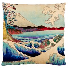 Wave Japanese Mount Fuji Large Flano Cushion Case (two Sides) by Wegoenart