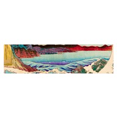 Wave Japanese Mount Fuji Oblong Satin Scarf (16  X 60 )