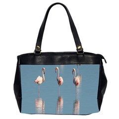 Flamingo Birds Plumage Sea Water Animal Exotic Oversize Office Handbag (2 Sides) by artworkshop