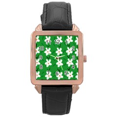 Flowers Art Pattern Floral Rose Gold Leather Watch  by artworkshop