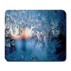 Frost Winter Morning Snow Season White Holiday Large Mousepads by artworkshop