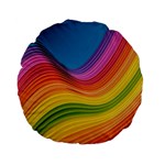  Rainbow Pattern Lines Standard 15  Premium Flano Round Cushions Front