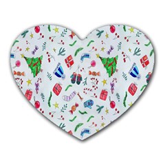 New Year Christmas Winter Watercolor Heart Mousepads by artworkshop