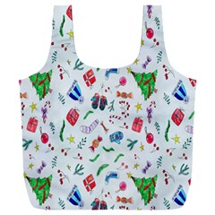 New Year Christmas Winter Watercolor Full Print Recycle Bag (xxxl) by artworkshop