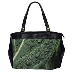 Leaves Water Drops Green  Oversize Office Handbag (2 Sides) by artworkshop